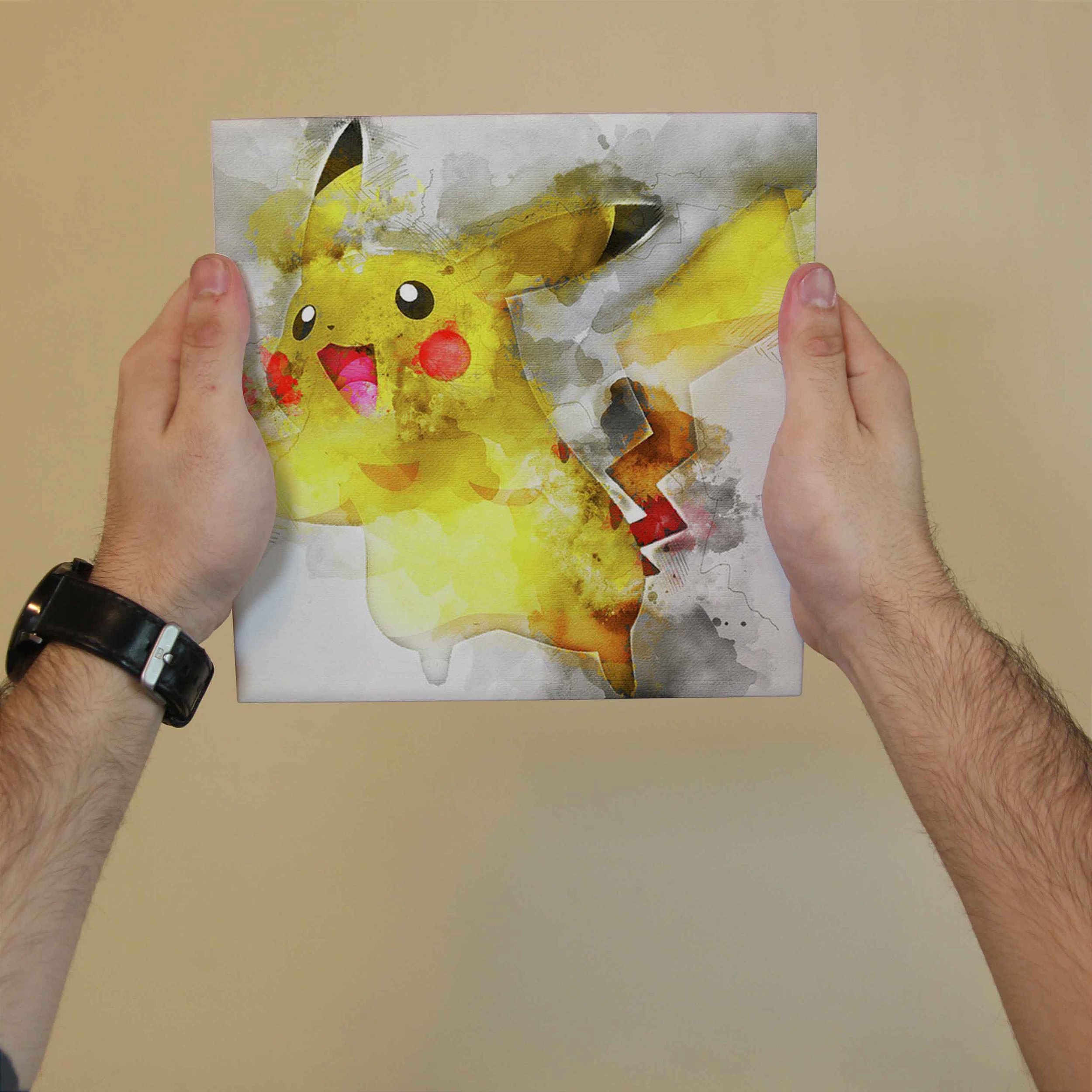 quadro decorativo filme desenho Pokémon Pikachu aquarela