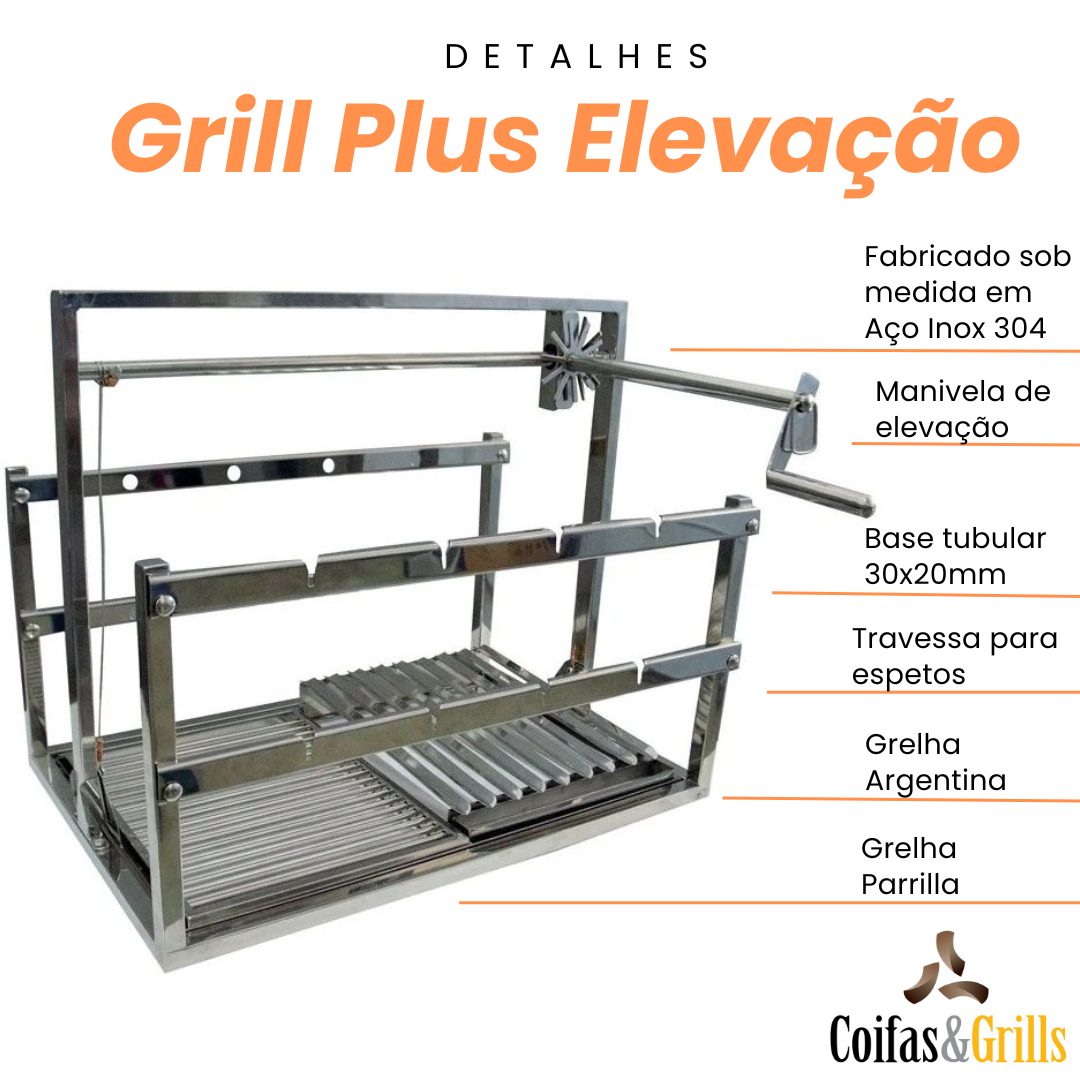GRILL PLUS QUADRADO ELEVAÇÃO SOB MEDIDA EM AÇO INOX Coifas & Grills Coifas, Grills