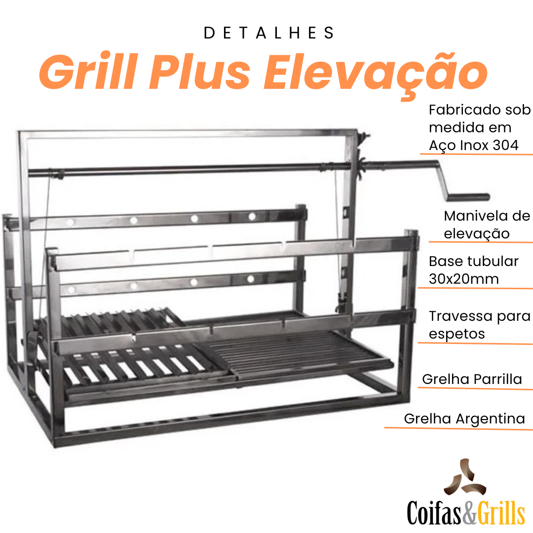 GRILL PLUS QUADRADO ELEVAÇÃO SOB MEDIDA EM AÇO INOX Coifas & Grills Coifas, Grills