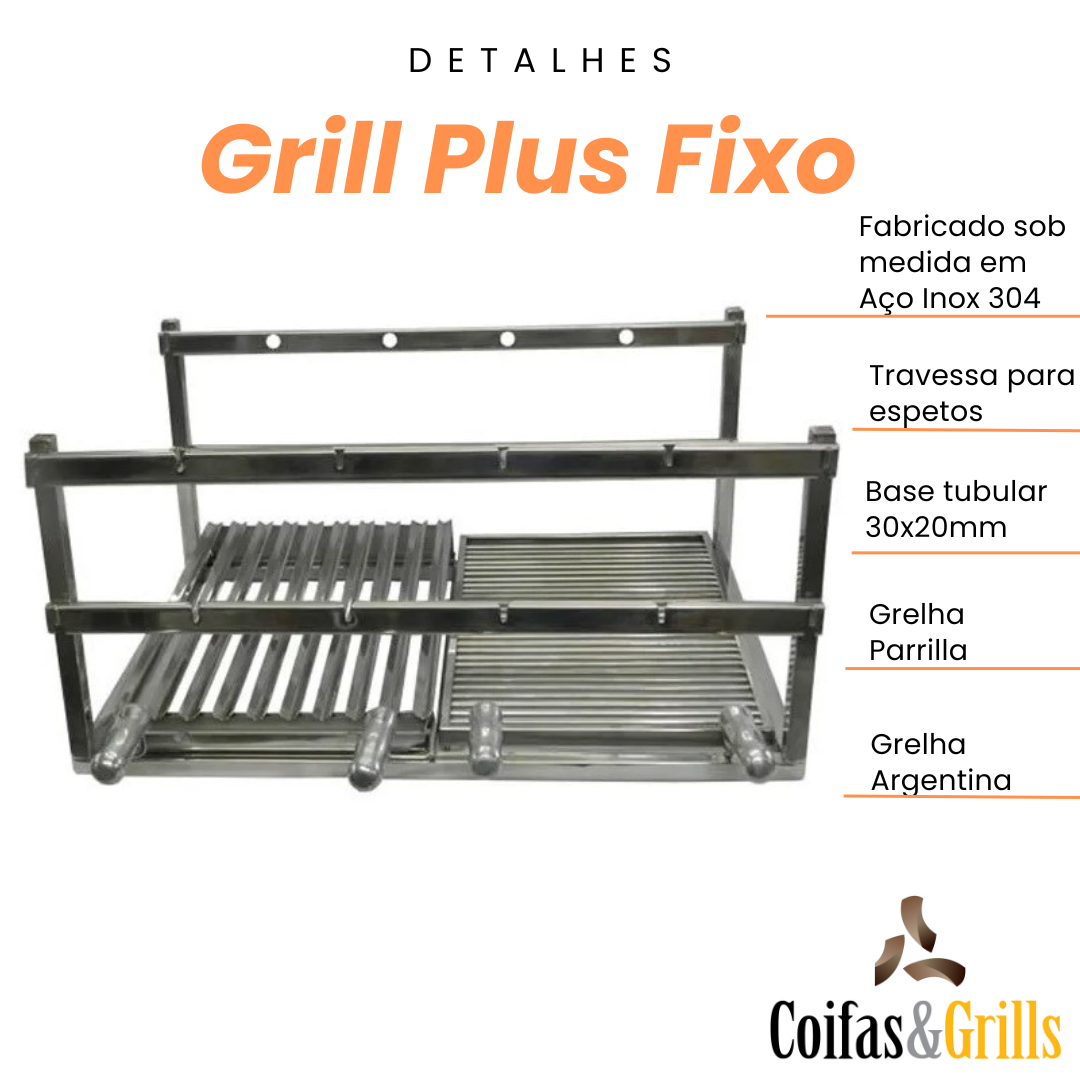GRILL PLUS QUADRADO FIXO SOB MEDIDA EM AÇO INOX Coifas & Grills Coifas, Grills