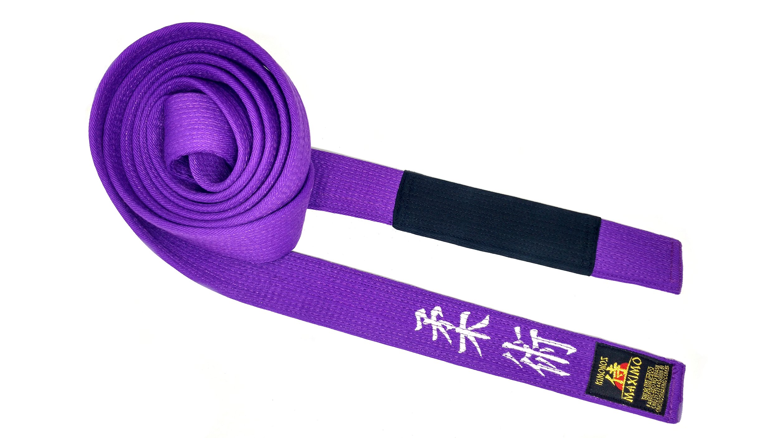 Faixa Roxa Ponta Preta Bordada Jiu Jitsu - Modelo Premium - KIMONOS MAXIMO