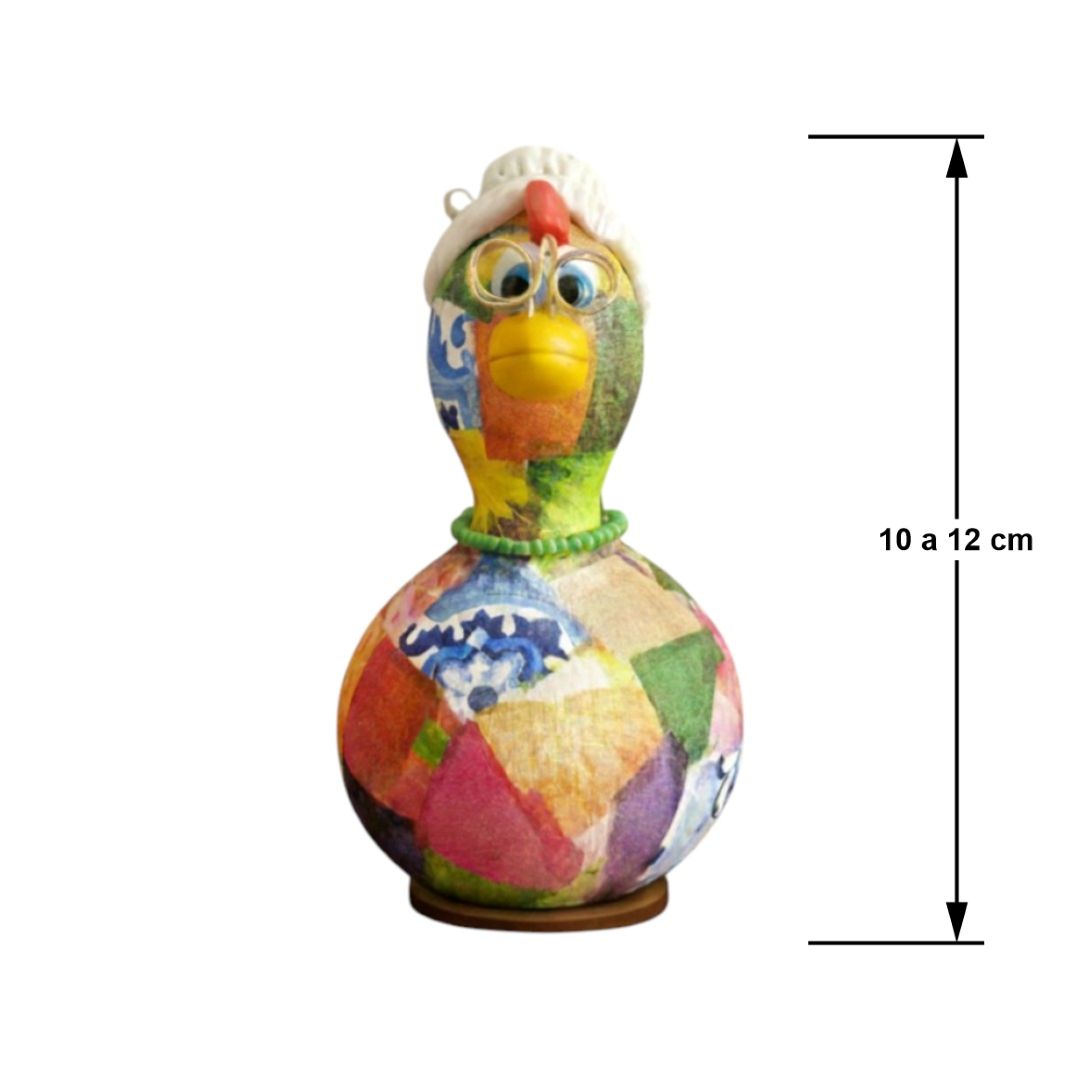 Galinha Vovó Decorativa em Cabaça c/ Óculos e Coque | Galinheiro Arte ...