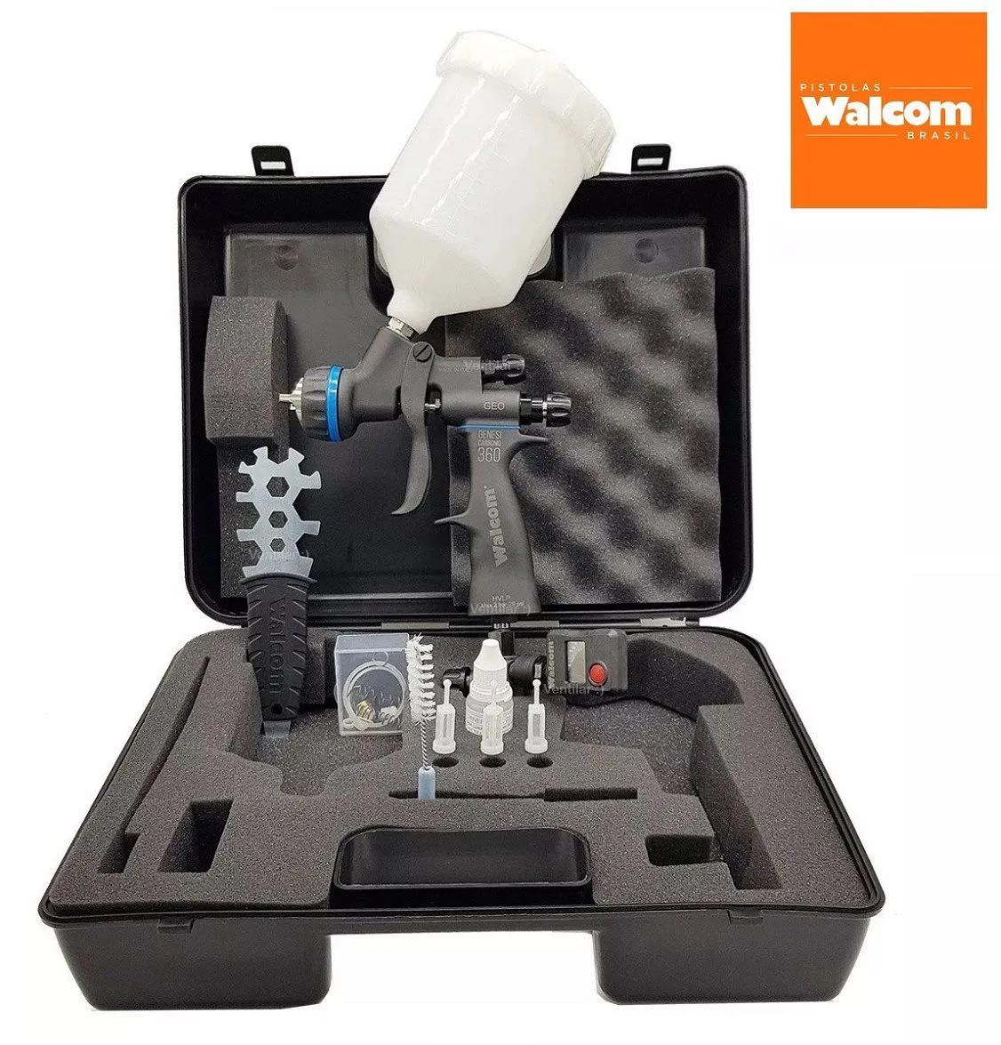 Pistola de Pintura Walcom Genesi Carbonio Geo 360 Bico 1.3 c/ manômetr -  WaveCom