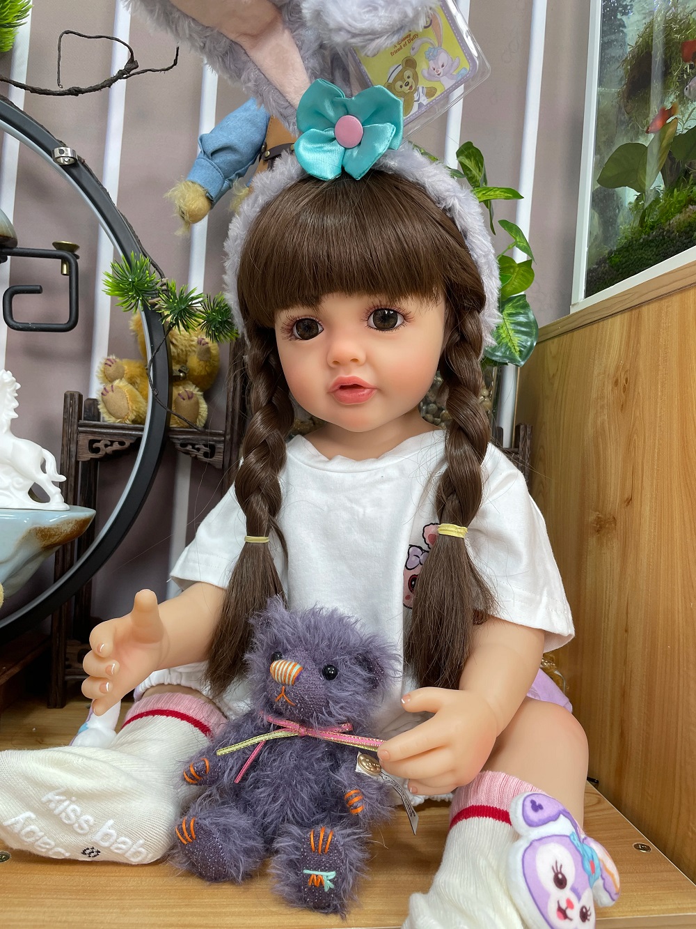 BEBÊ REBORN MENINA HIPER REALISTA CABELO FIO A FIO ADRIANNE TODA EM  SILICONE - Maternidade Mundo Baby Reborn