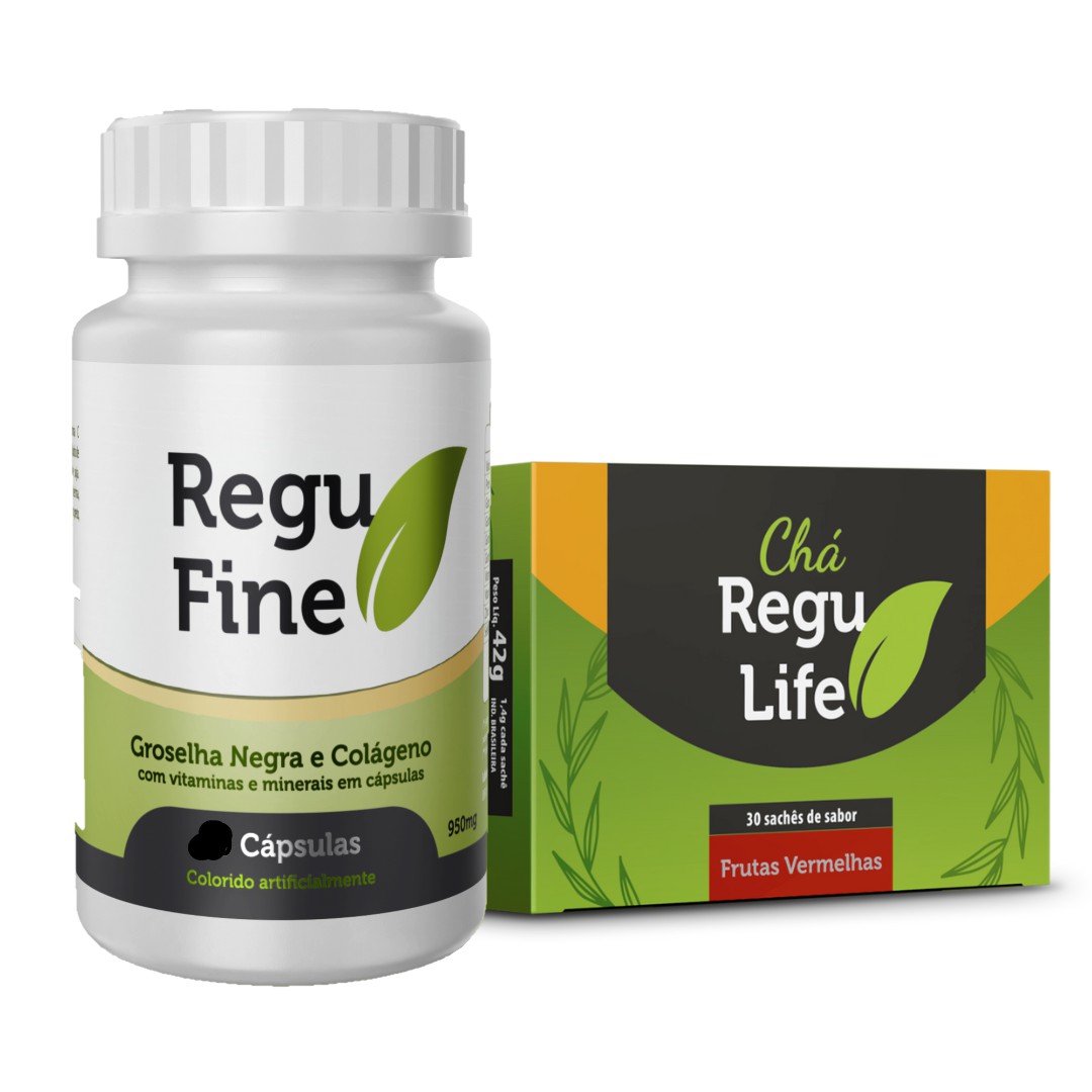 Regu Fine Groselha Negra Original Inibidor Chá Regu Life 30 Sachês Saber Frutas Vermelhas 3689