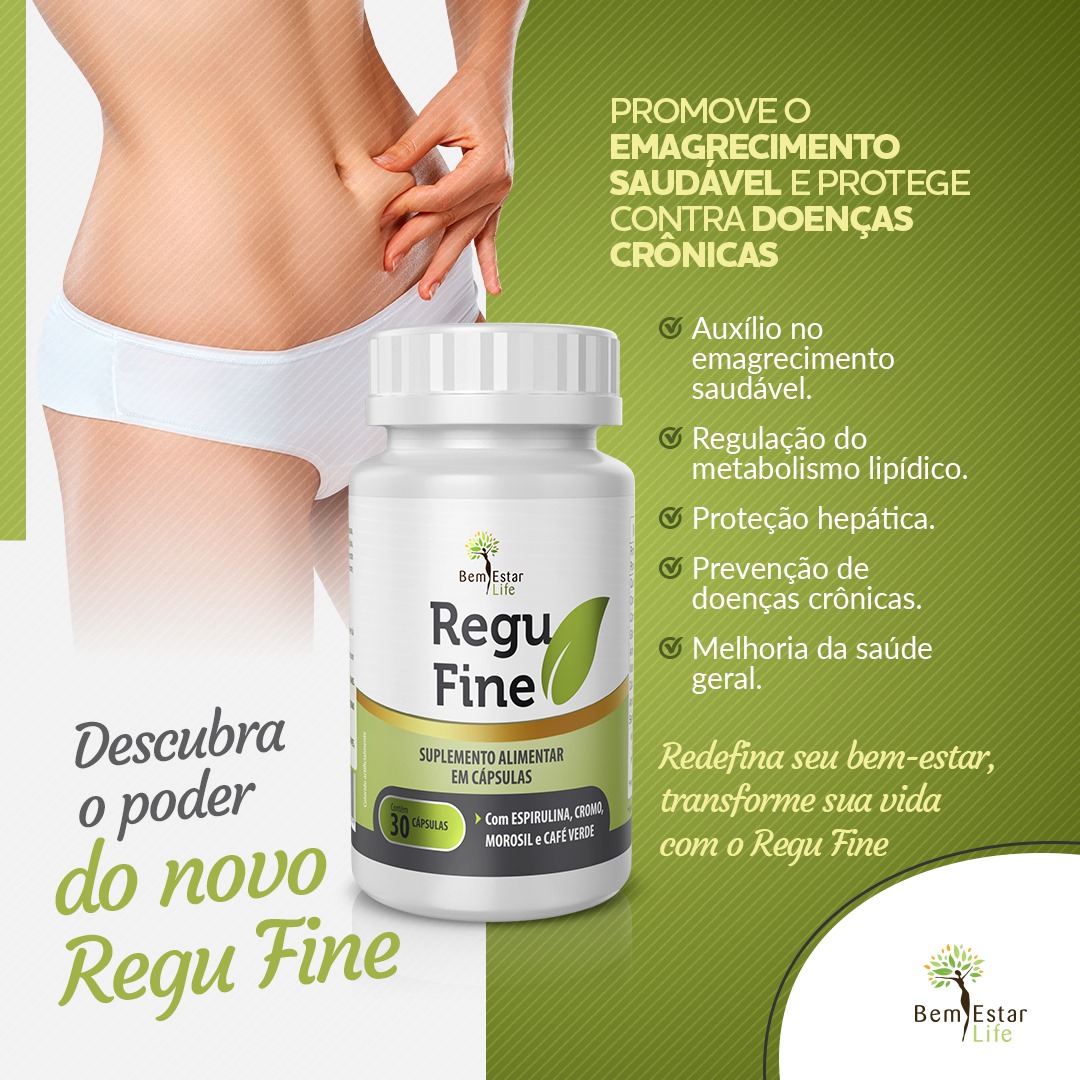 Novo Regu Fine 30 cáps. Suplementação para emagrecimento saudável - Bem ...