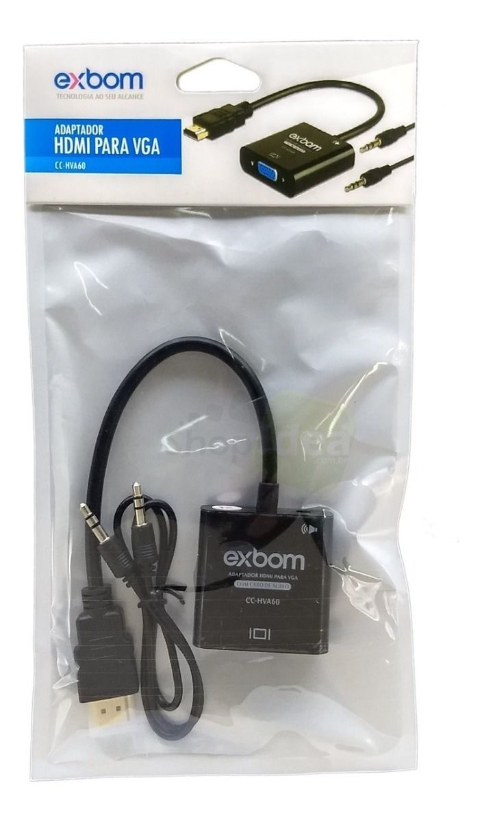 CABO CONVERSOR HDMI TO VGA COM AUDIO EXBOM CC-HVA60 - Viper NewTech Store  Informática e Papelaria