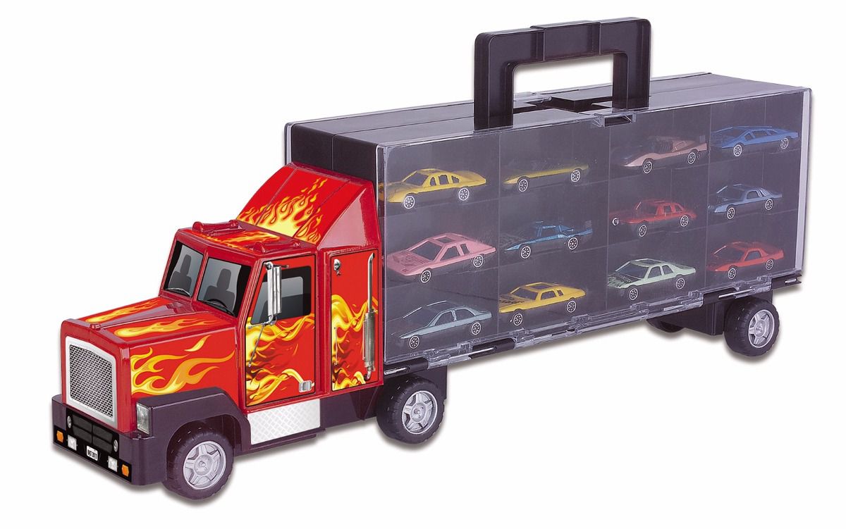 Caminhão Cegonha Transport com 2 carrinhos – DM Toys