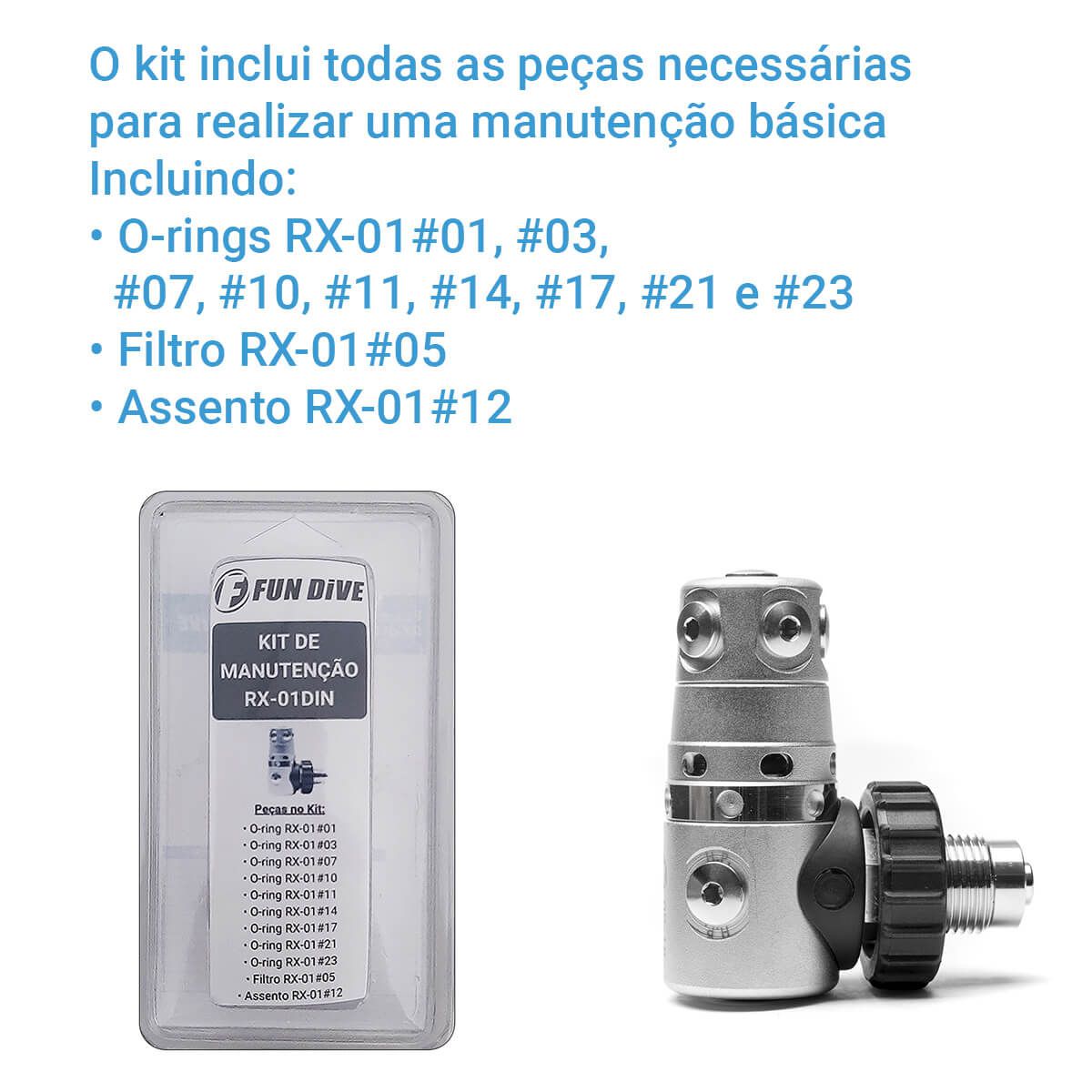 KIT de Reparo para Regulador RX01 DIN Fun Dive, Peças de Manutenção