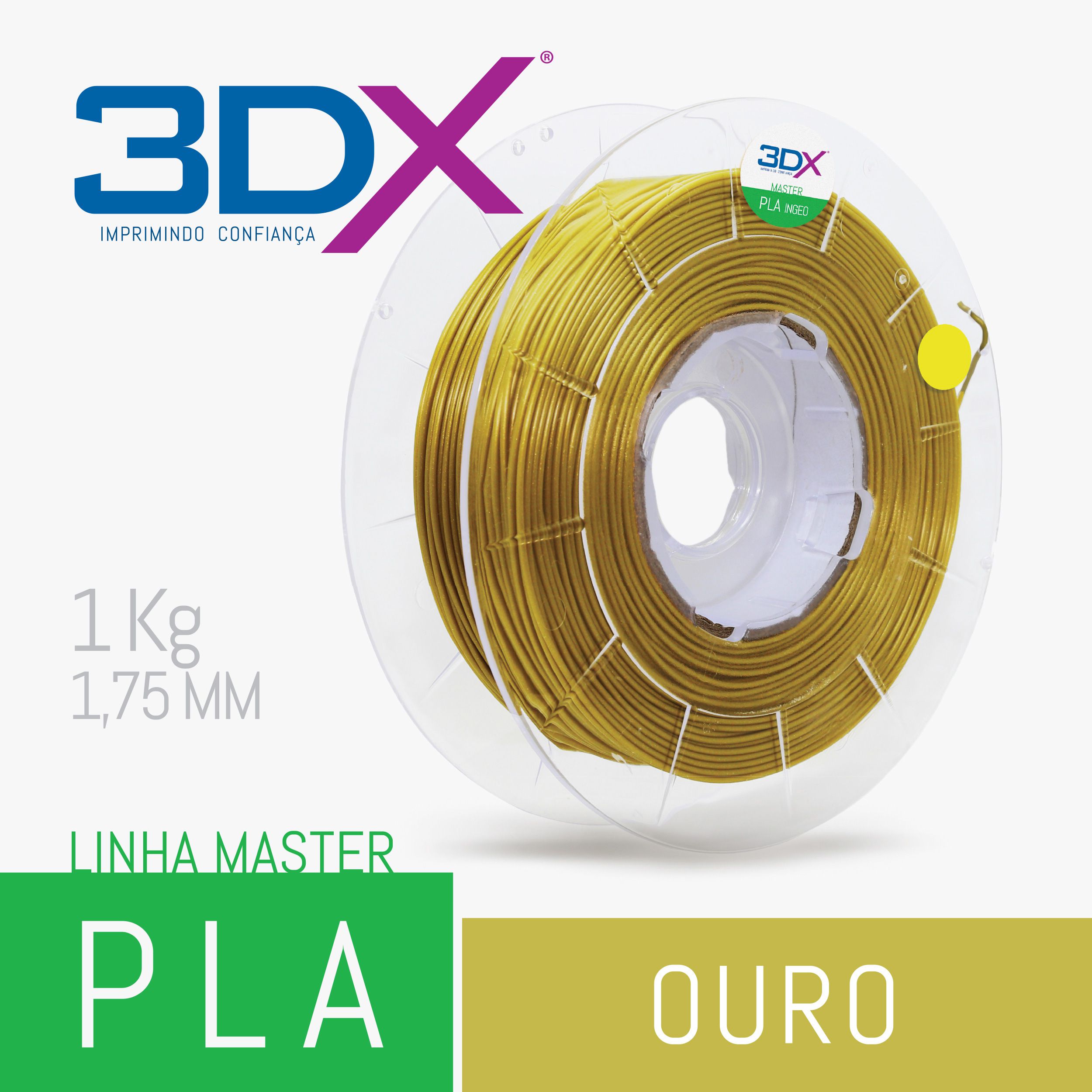 Filamento PLA HT 1kg 1,75 Ouro - 3DX Filamentos
