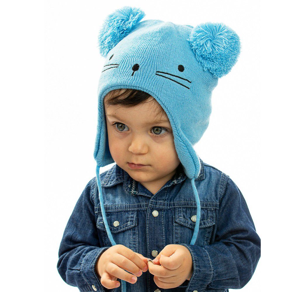 Touca de Gatinho Plush com orelha Cinza forrada inverno - Everly | K-Baby  Store