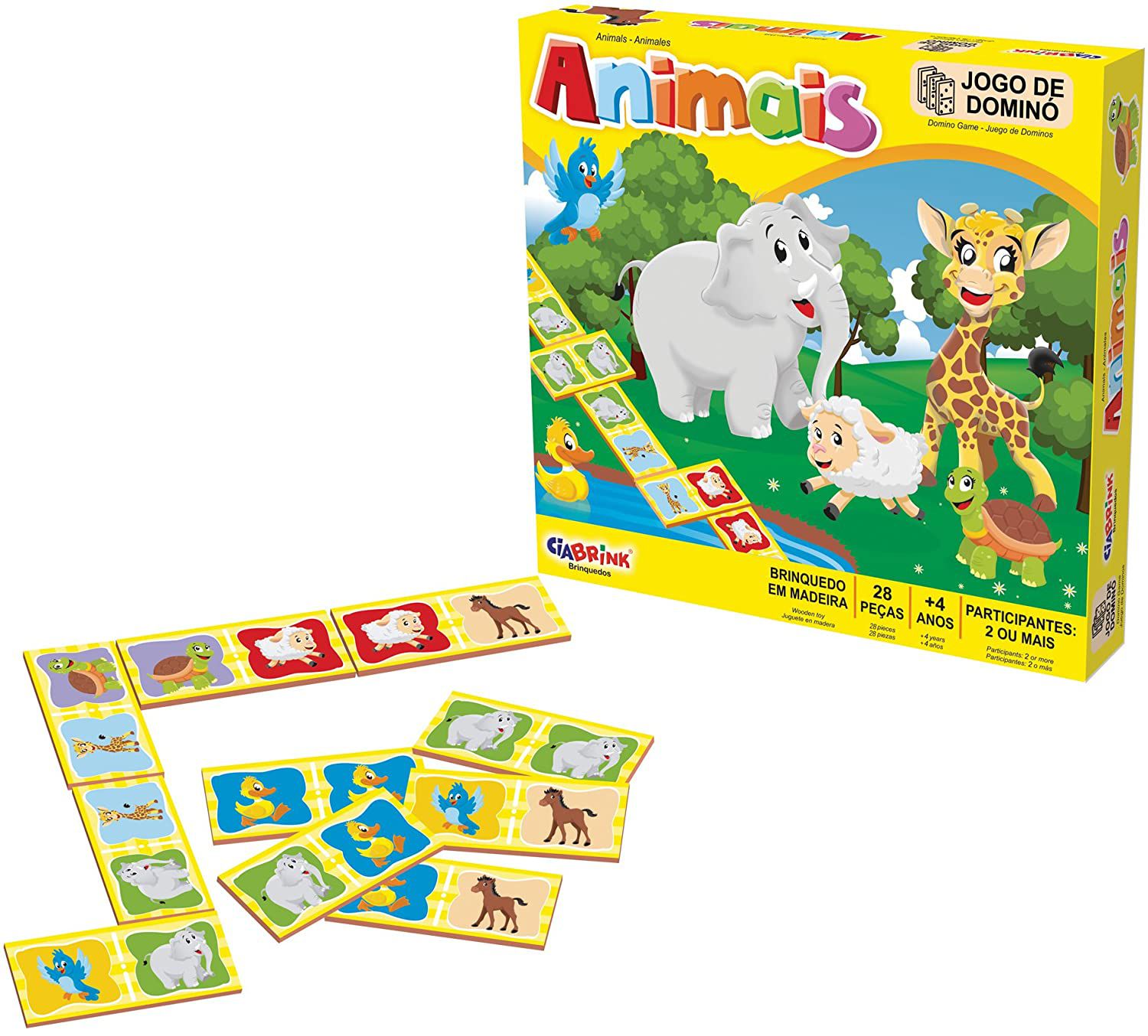 Dominó de Madeira - Animais, Brinquedos de Madeira