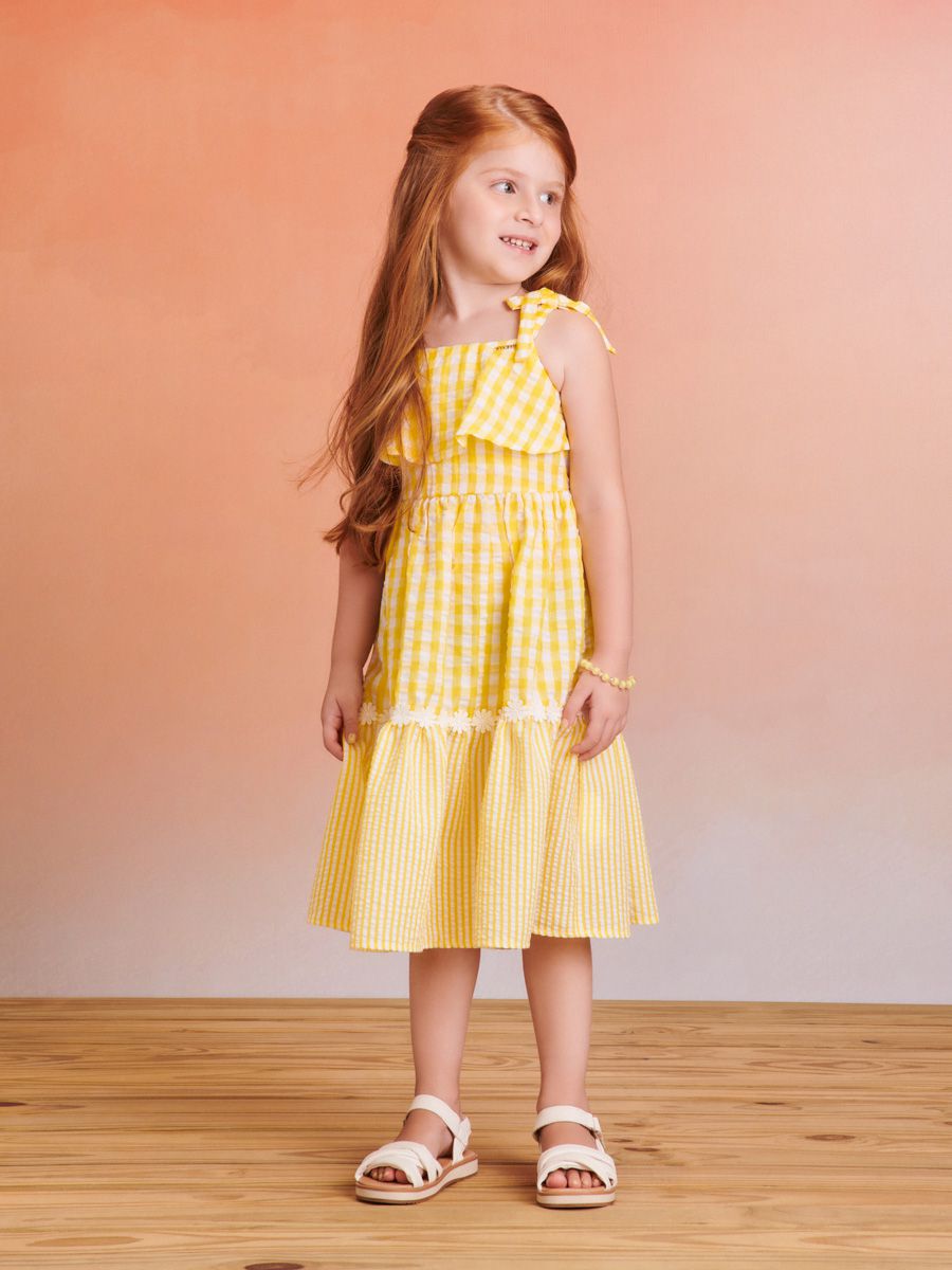 Vestido Xadrez Preto Branco Infantil Collie - Vestido Infantil