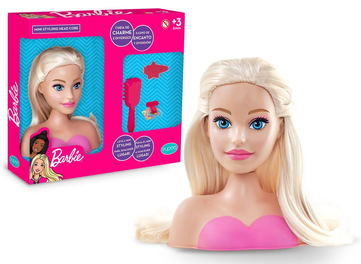 Mini Barbie Styling Head Core 15Cm 1296 Pupee - TudodeFerramentas