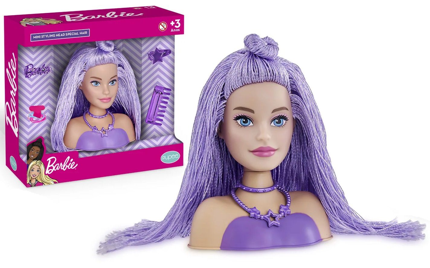 Boneca Barbie Busto Styling Head Faces com 24 Acessórios para