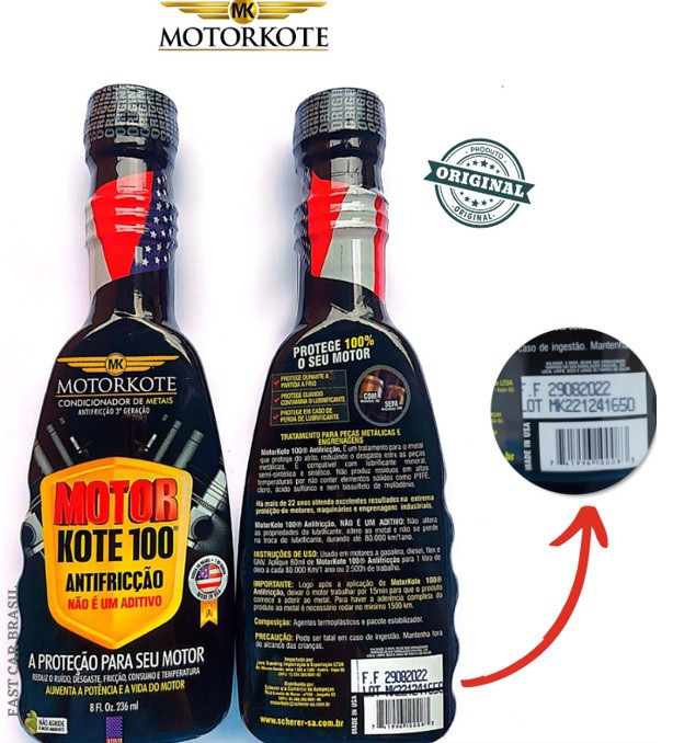 MOTORKOTE 100 Antifricção 3a Geração Condicionador de Metais 236 ml