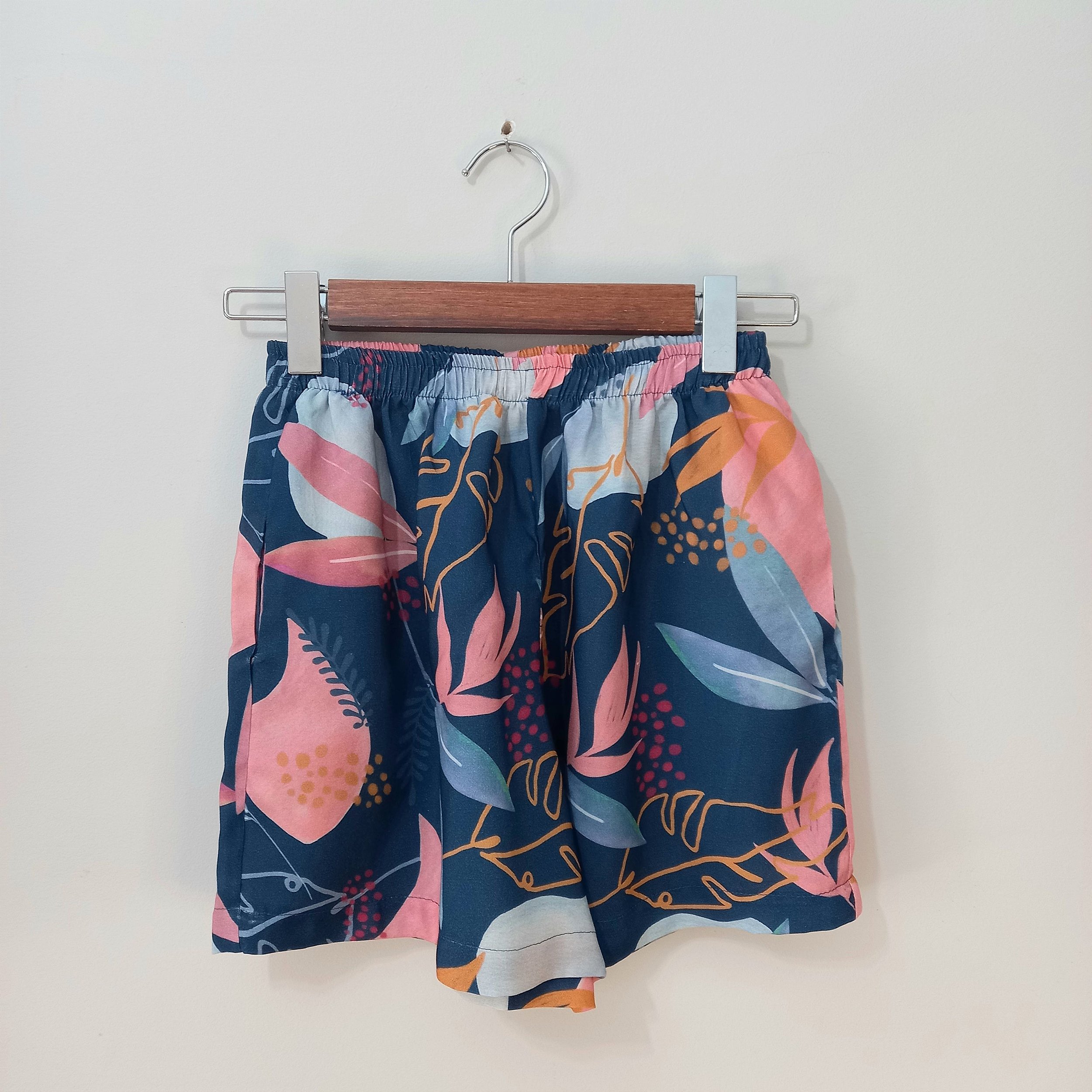 Shorts Microfibra Dupla Face Estampa Floral Azul - 1633bcz00014