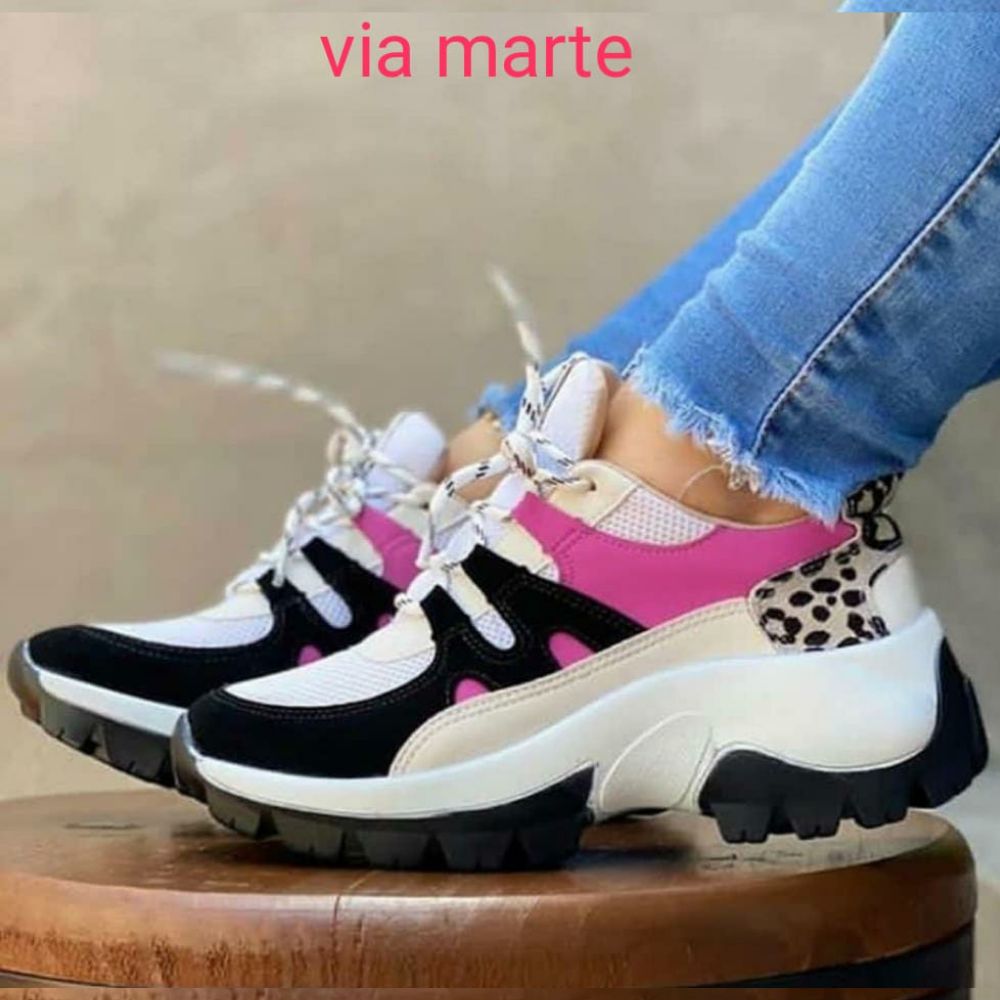 Tênis Via Marte chucky nobuck onça pink preto 2012006 - Planet Shoes Net -  calçados femininos - Tênis casual feminino