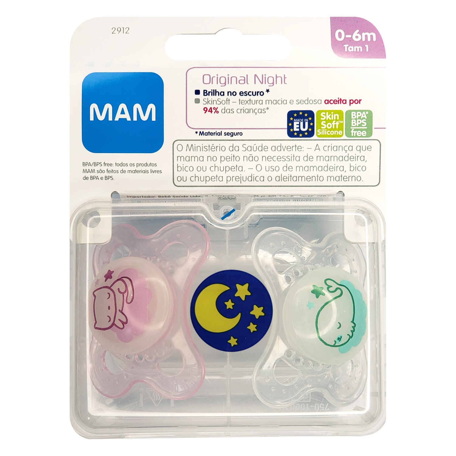 Chupeta Mam Original Night Dupla 0-6 meses Menina - HiperABC