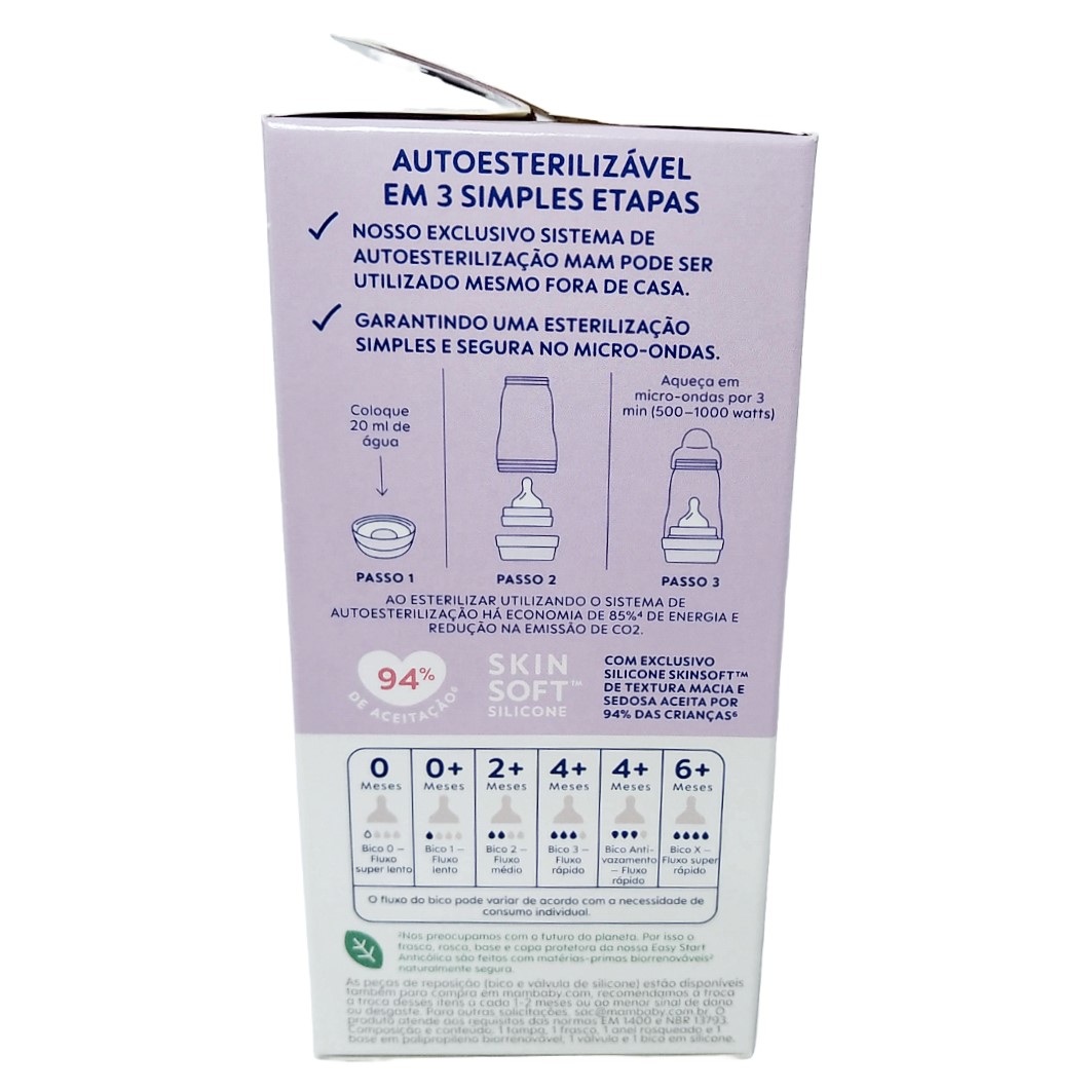 Mamadeira Mam Easy Start Rosa 160ml 0+ meses - HiperABC