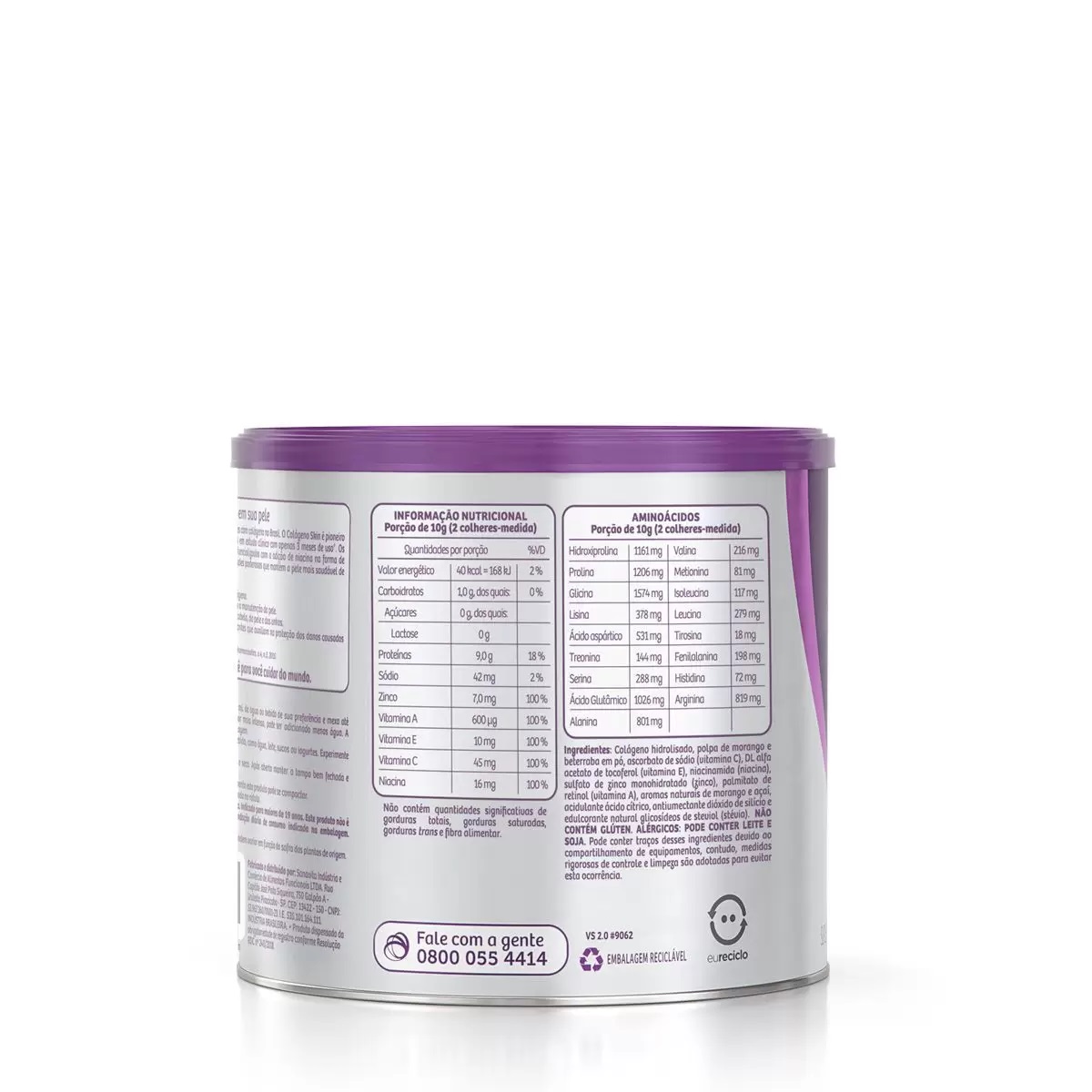 Colágeno Skin Sanavita Morango com Açaí 200g - HiperABC