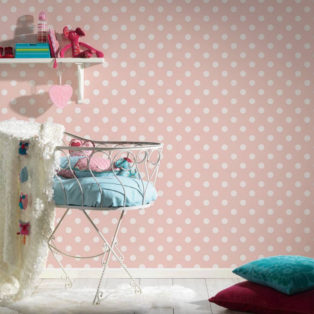 Papel de Parede Rosa com Bolinhas Brancas - Boys and Girls - Etos Paper \u0026  Decor - Papel de Parede e Revestimentos, image size:1080x1080
