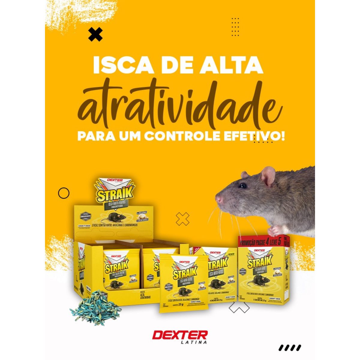 Straik Isca Granulada 25g Raticida Cada Pacote Contra Camundongo Rataz ...