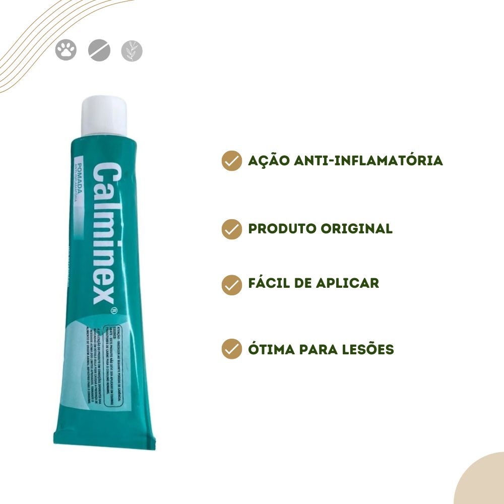 Calminex 100g Pomada Anti Inflamatória Veterinária - Dores e pancadas ...