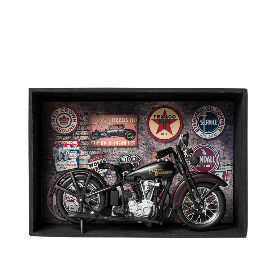 Harley Davidson 1928 JDH Twin Cam Modellmotorrad, 1:18, Schwarz, Ca. 13 Cm, Metall/Kunststoff – Mit Sockel