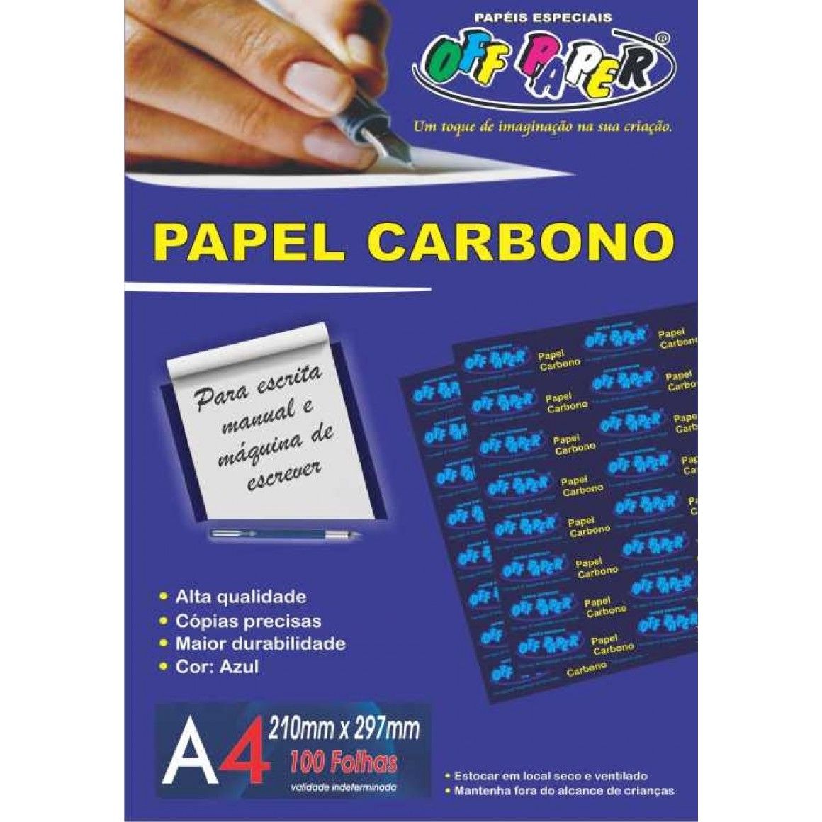 Papel Carbono Azul A4 100 Folhas - Off Paper - Papelaria Virtual - A Sua  Papelaria Online - Produtos Fofos e divertidos.