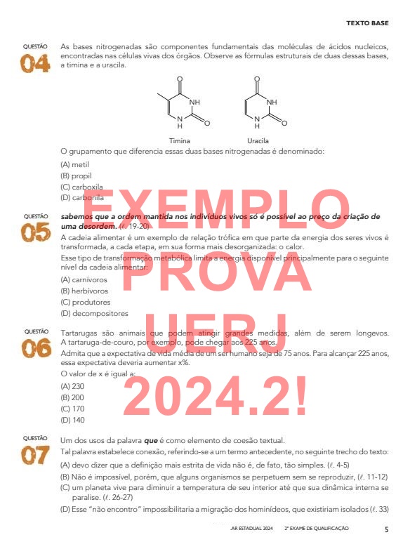 Uerj Provas 2021 a 2024 + Gabarito Comentado - https://www ...