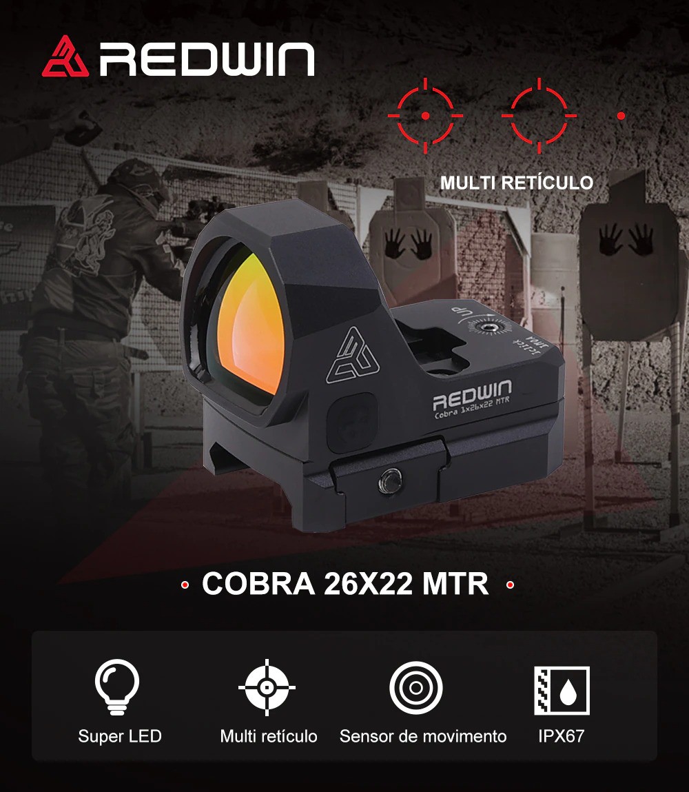 Red Win Optics Cobra 1x26x22 MTR ドットサイト Red Dot - Red Win Cobra 1x26x22 Multi Retículo - 3D Shoot