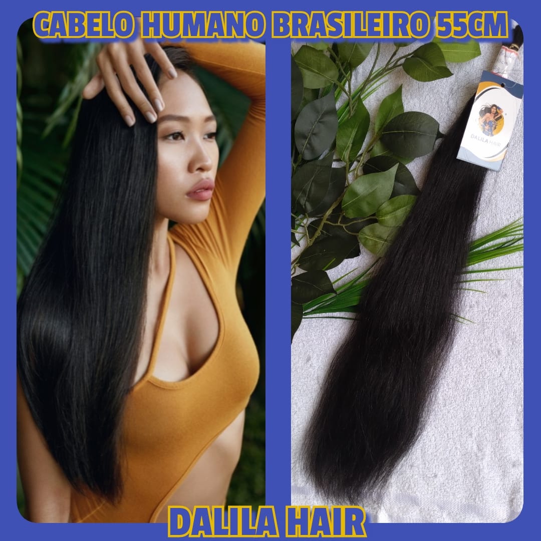 Cabelo Premium Liso Natural 55 CM - Cabelo Humano - Cabelo