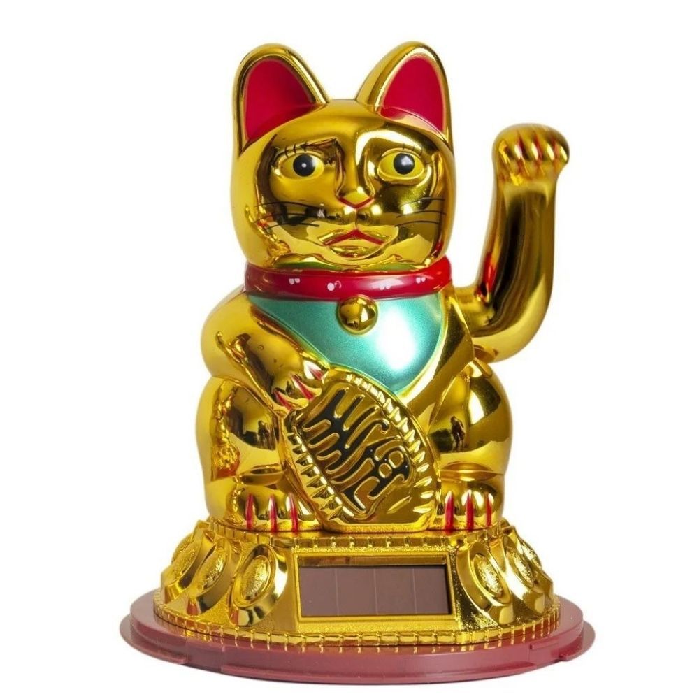 Gato da Sorte Solar Dourado Pequeno - Maneki Neko - Hachi8