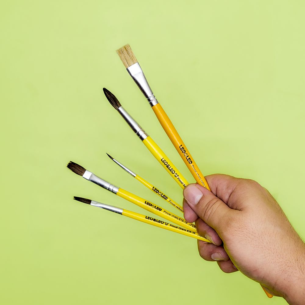 Kit 10 Pincel Escolar Infantil Pintura Artes P/ Guache - Glitter Clube ...