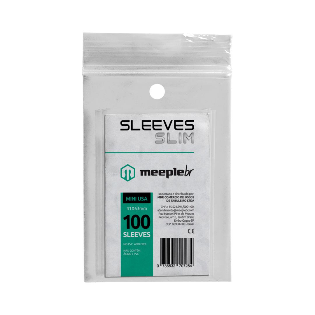 Sleeves Slim Mini USA (41 mm x 63 mm) - Meeple BR - BlackCat Board