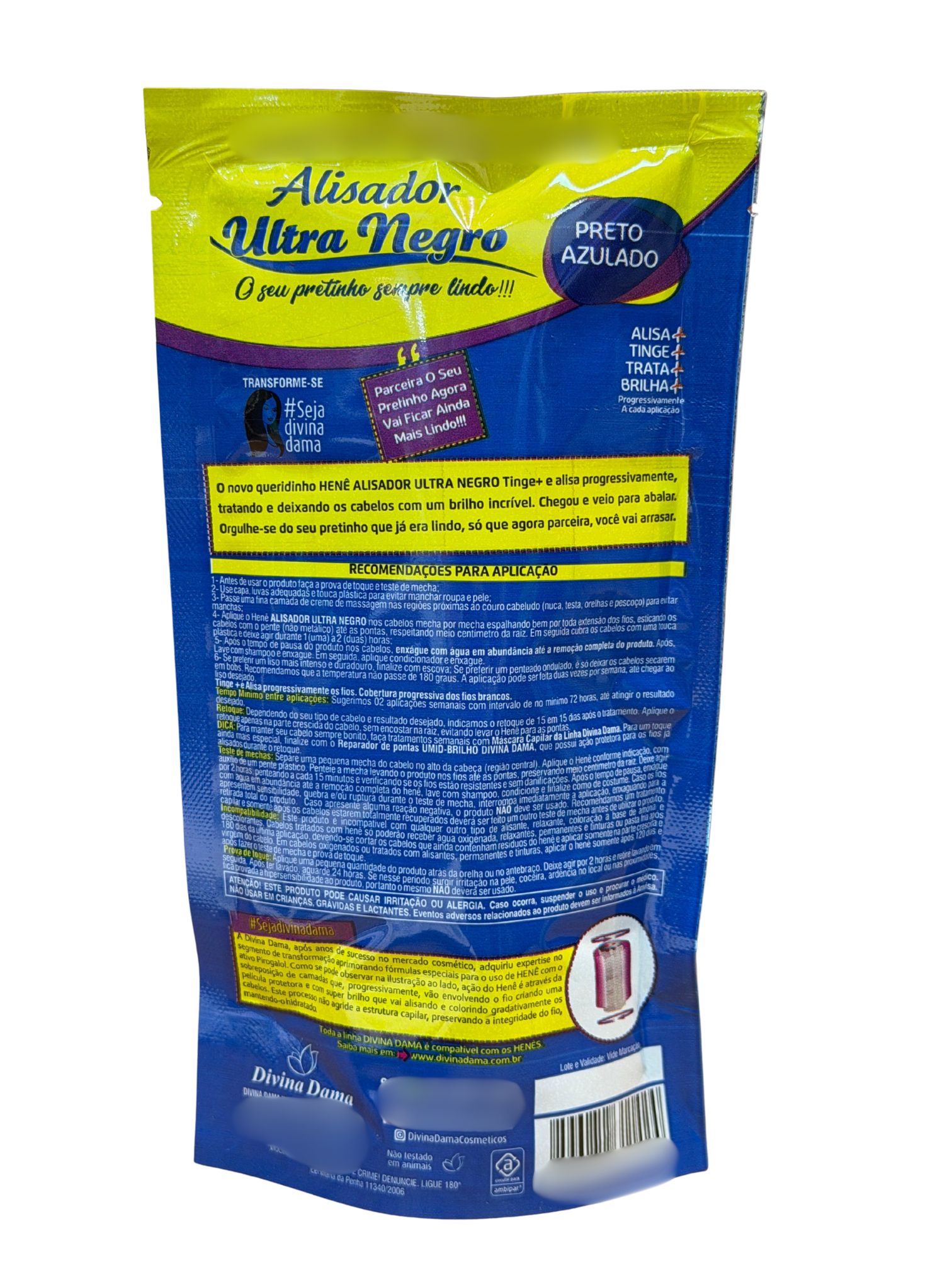 Henê Ultra Negro Alisador Divina Dama 180g Preto Azulado