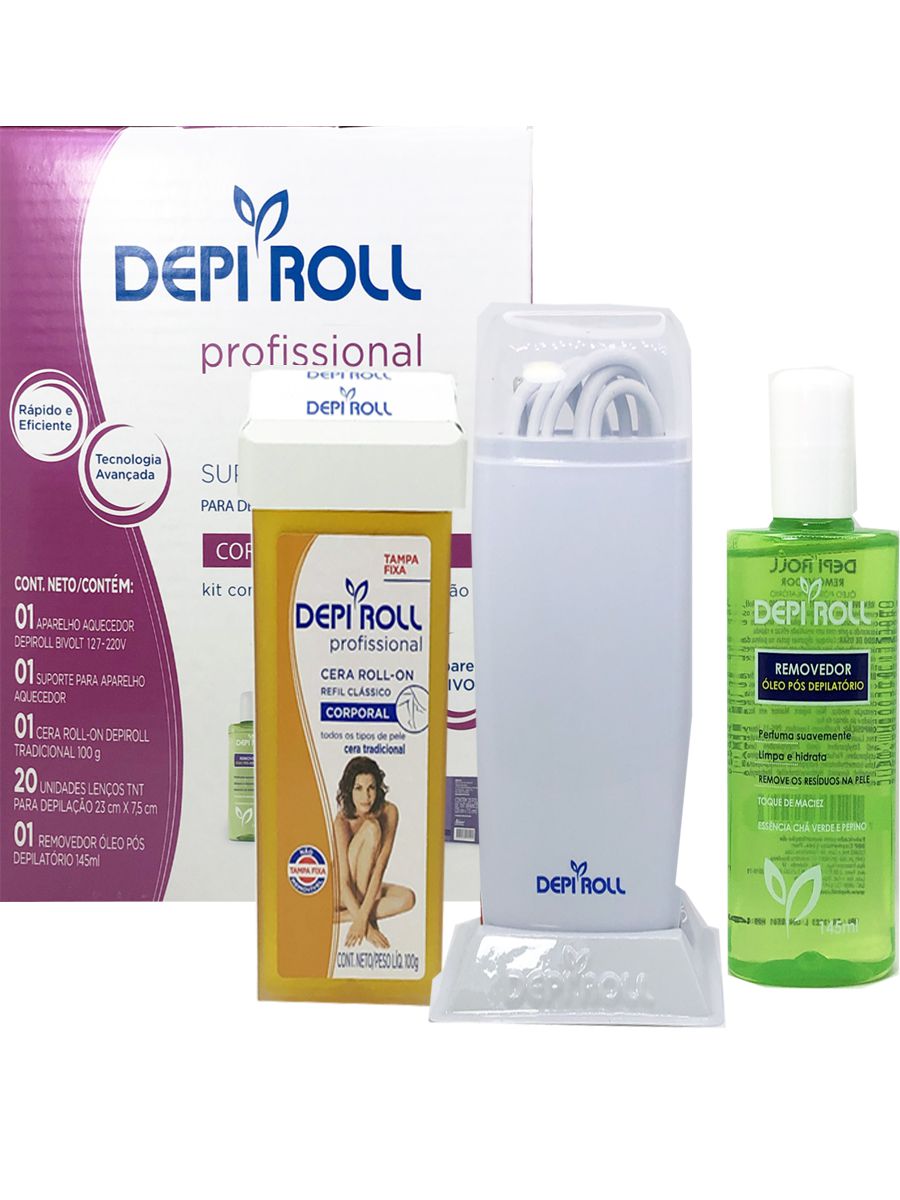 Kit Depiroll Aparelho Depilação Aquecedor Cera Quente Rollon