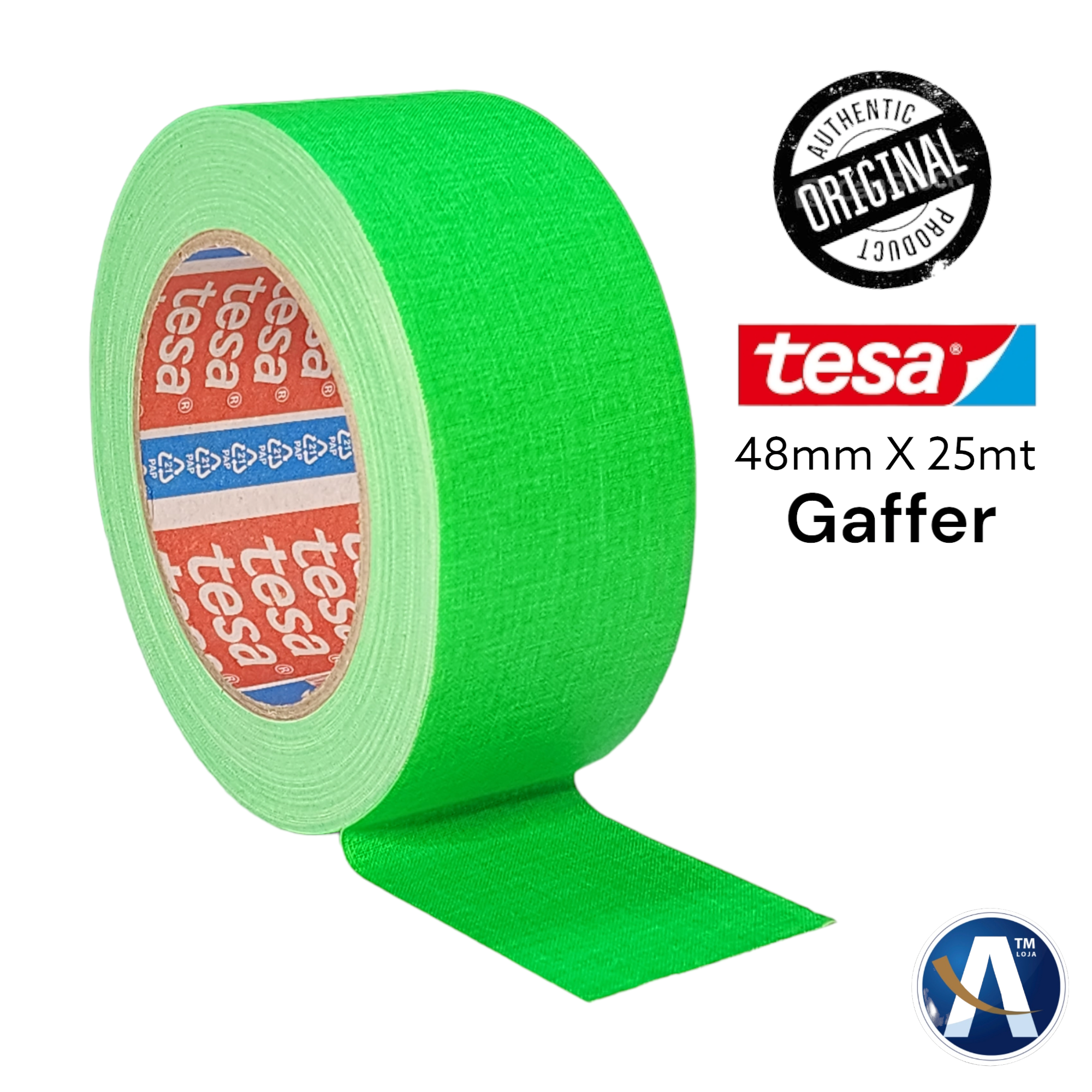 TESA CINTA GAFFER PREM FLUORESCENTE VERDE 04671 50MMX25M X 18 UNIDADES –  Fotomoriz