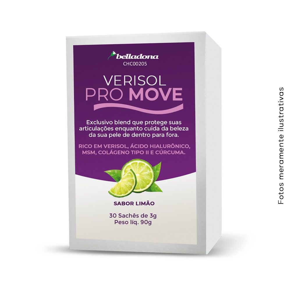 Verisol Pro Move 30 Sachês Sabor Limão - Rico em Verisol Ácido Hialurô -  Farmácia Belladona | Farmácia de Manipulação