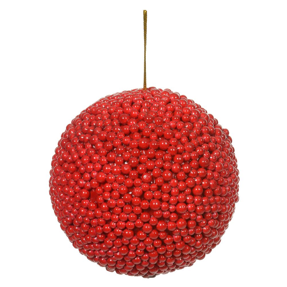 Jogo 2 Bolas Decorada Tecido Vermelho e Branco 10cm Natal