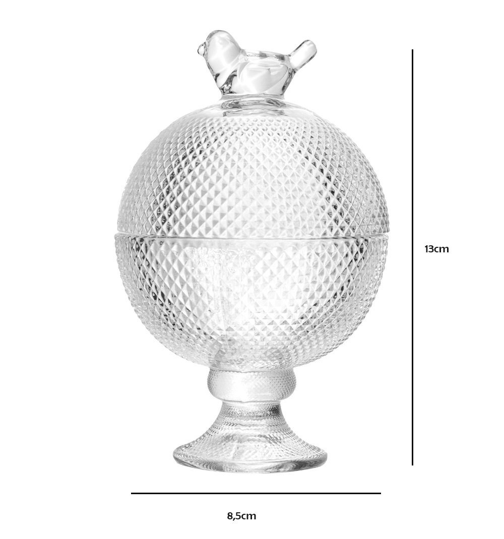 Bombonera Potiche De Cristal Transparente | 8 X 8 X 11.5 Cm