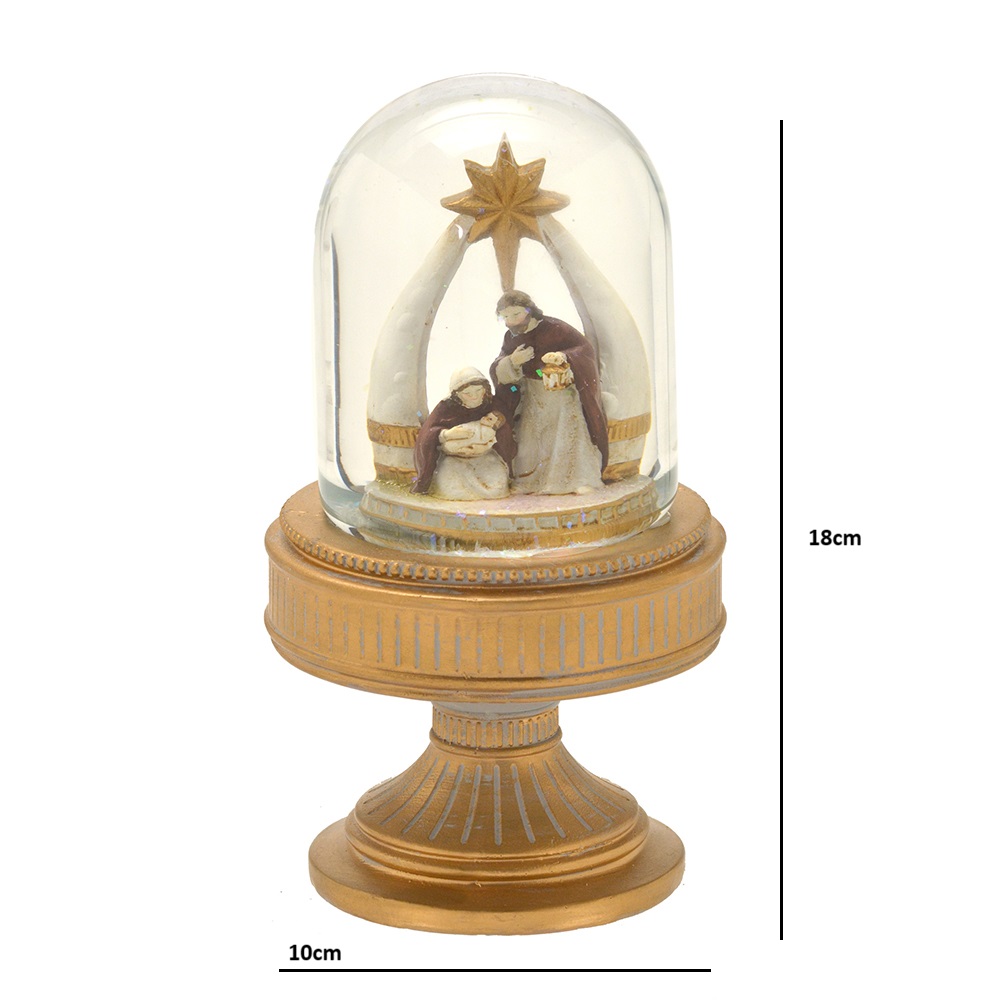 ESCULTURA SAGRADA FAMILIA EM RESINA DOURADO 18CM Raffaello Presentes