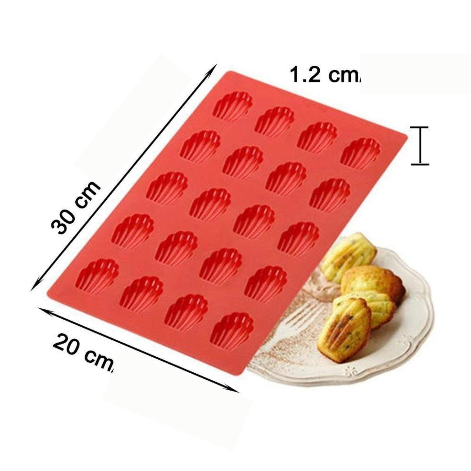 XUTONG - Juego De 2 Moldes De Silicona Para Magdalenas, 24 Tazas, Antiadherentes, Para Magdalenas, Color Rojo