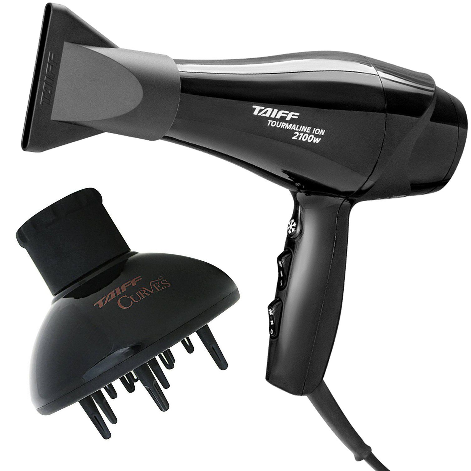 KIT TAIFF - SECADOR PROFISSIONAL NEW TOURMALINE ION 2100W 127V - DIFUSOR DE  AR CURVES - KIOSK DIGITAL