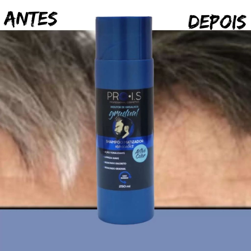 SHAMPOO MATIZADOR MASCULINO ESCURECEDOR CABELOS BRANCOS GRISALHOS PRO I ...