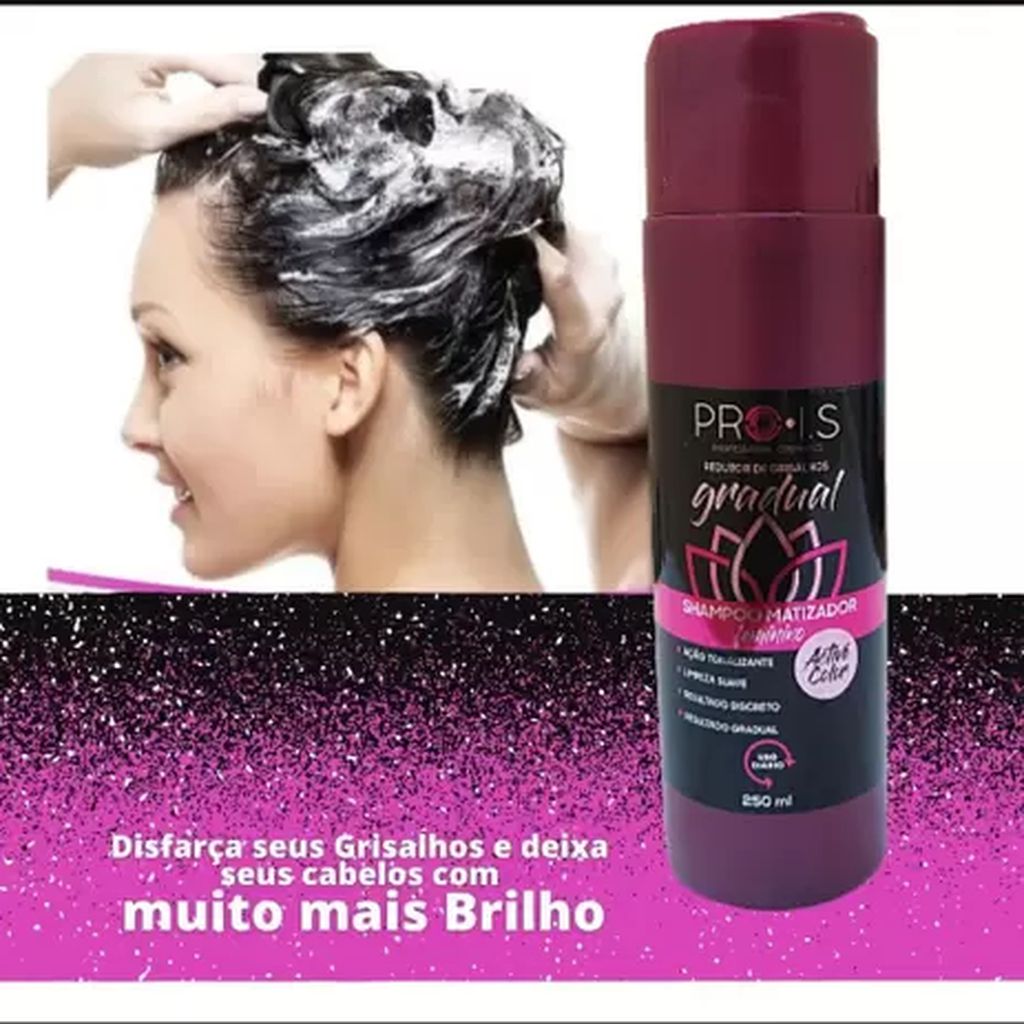 KIT - SHAMPOO MATIZADOR FEMININO ESCURECEDOR CABELOS BRANCOS GRISALHOS ...