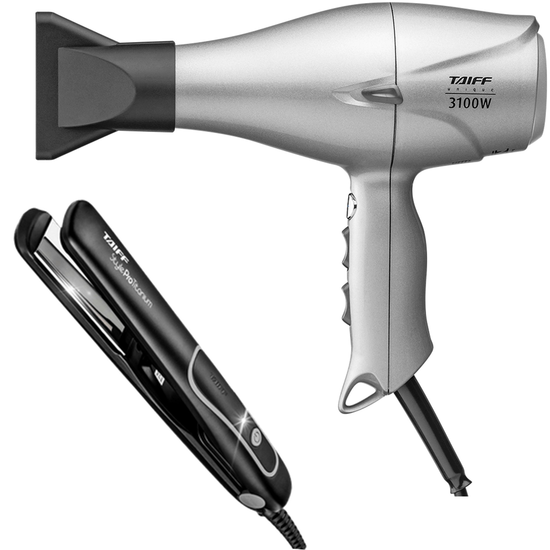 KIT TAIFF - SECADOR DE CABELO TAIFF UNIQUE 3100W 220V + PRANCHA STYLE PRATA  PRO TITANIUM 230ºC BV - KIOSK DIGITAL