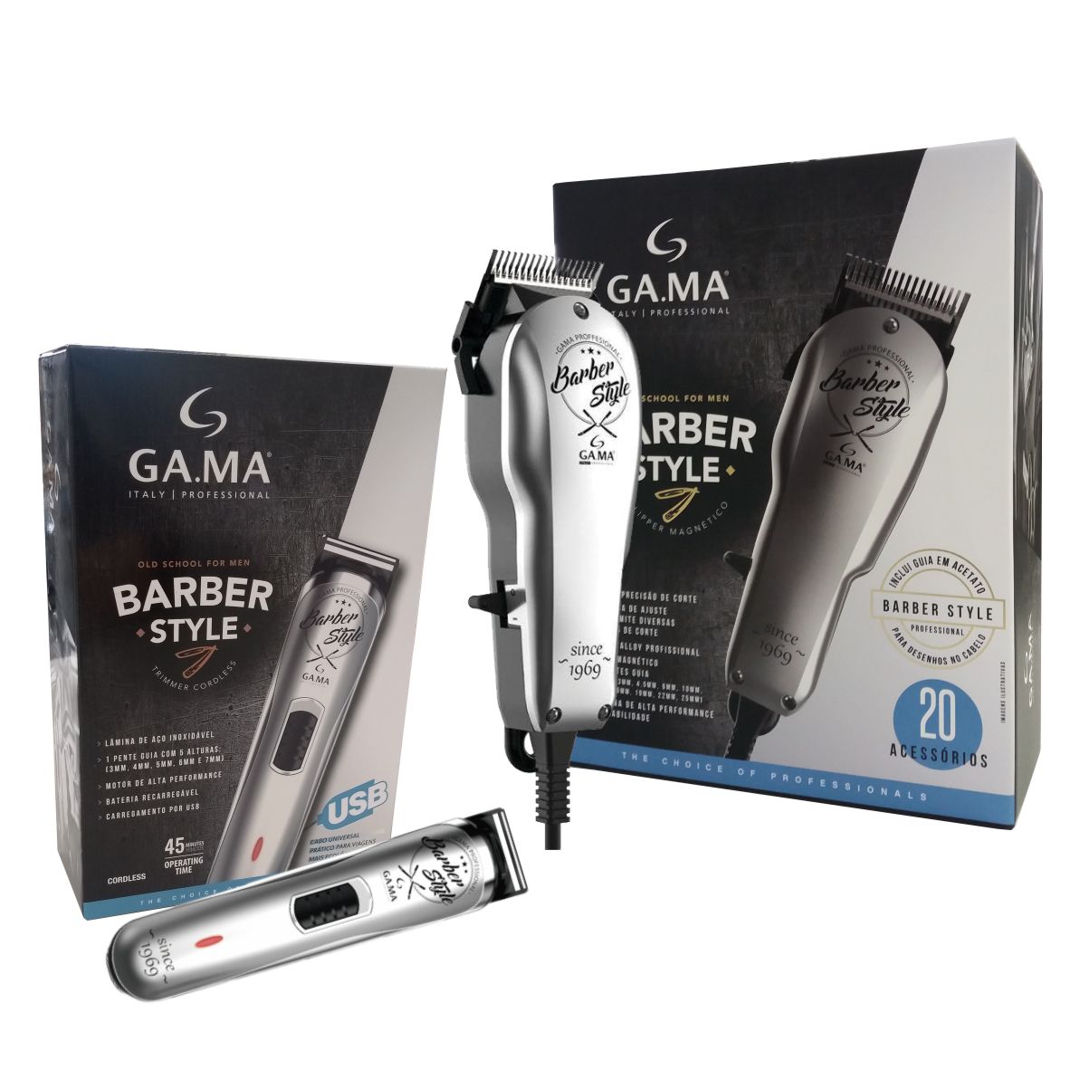 KIT GAMA MAQUINA BARBER STYLE CORTE GM593 PLUS 220V