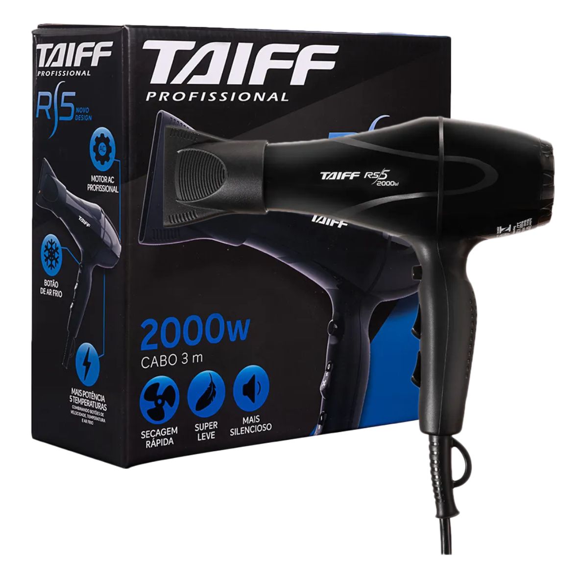KIT - SECADOR PROFISSIONAL TAIFF RS-5 2000W 127V + PRANCHA GAMA BELLA ...
